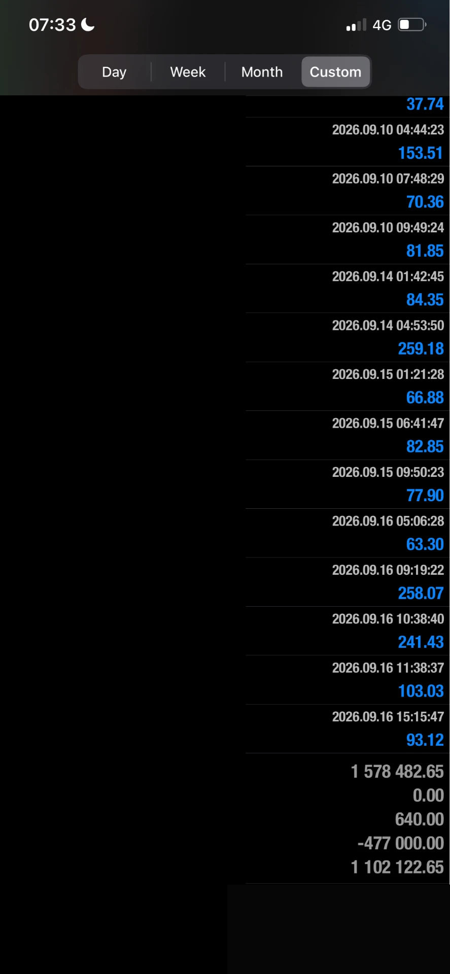 Atotraqosa software performance screen